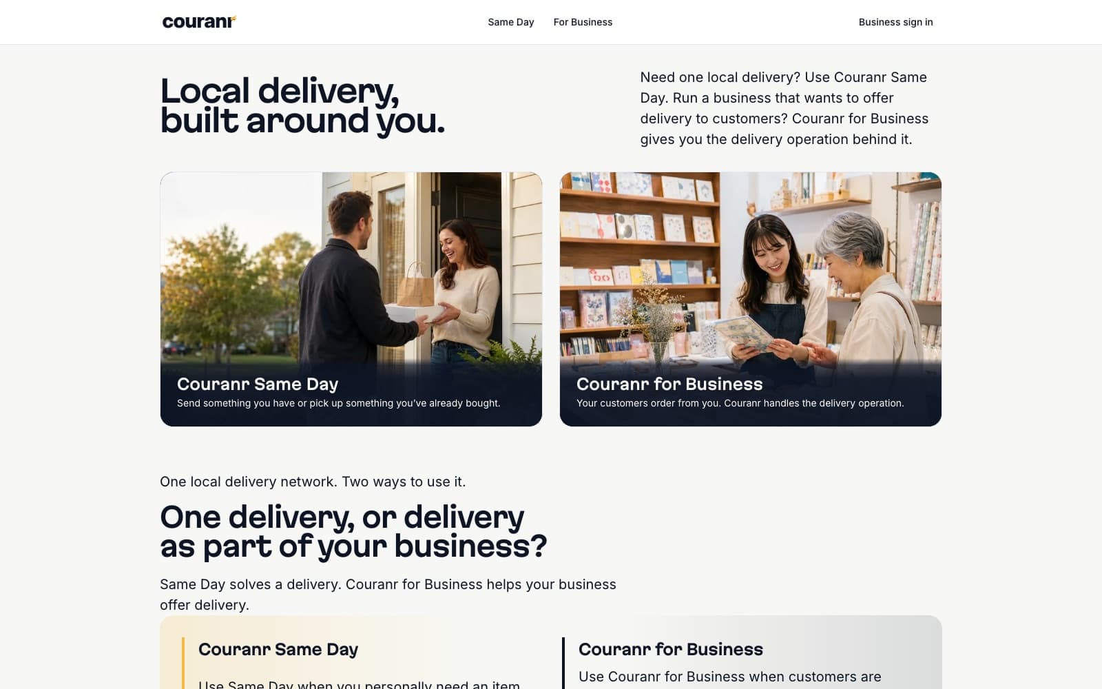Screenshot of the Couranr OS Delivery Operations Platform interface