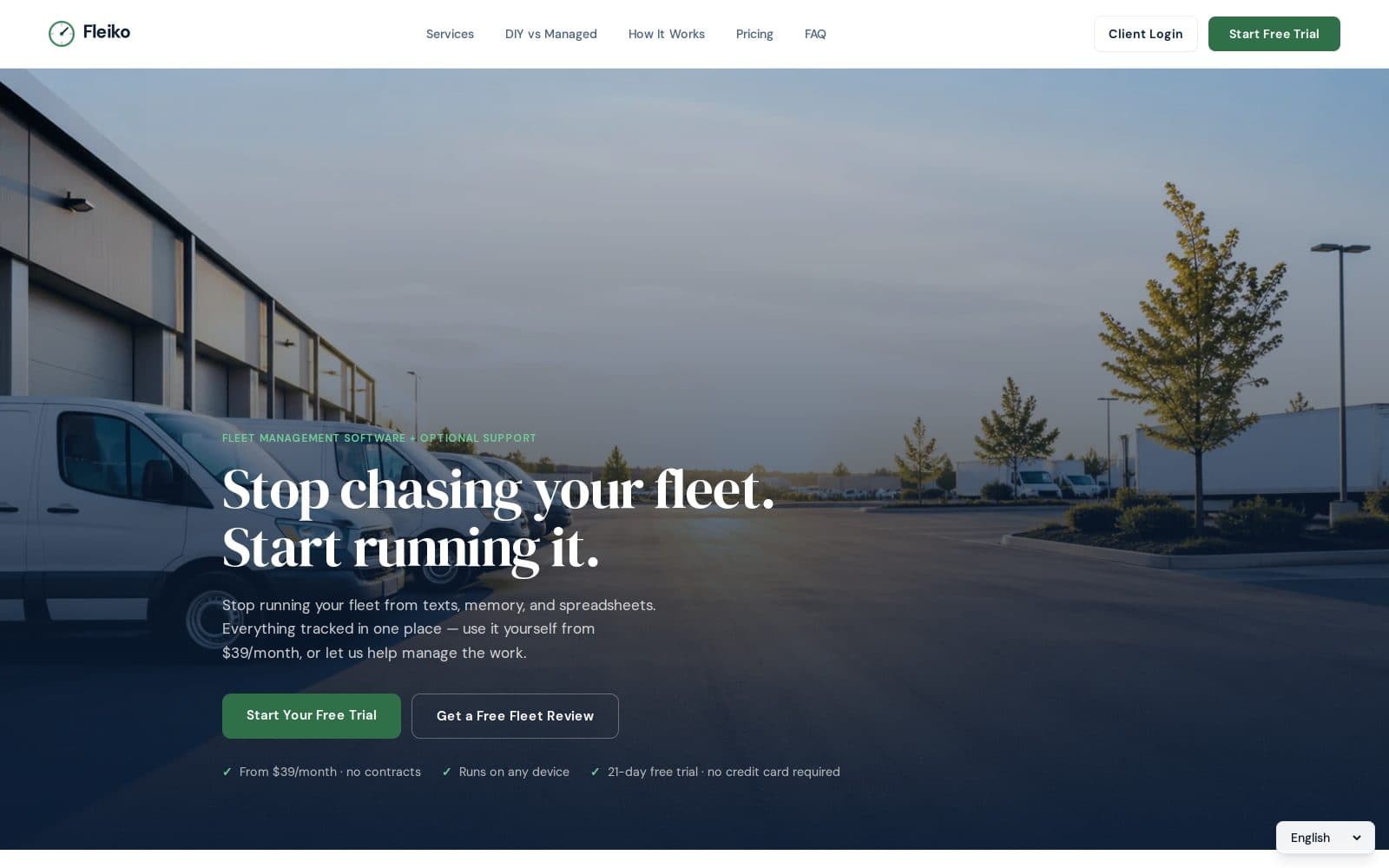Screenshot of the Fleiko Fleet Management SaaS with AI Copilot interface